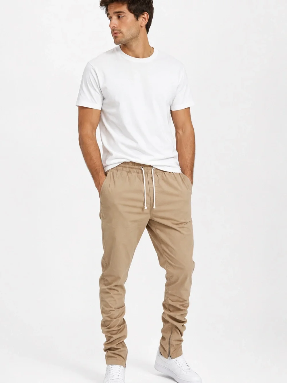 H&M Divided Beige Drawstring Cargo Jogger Pants Tan Size 28 NWT Men’s